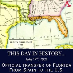1819 map of Florida marking the treaty transferring it from Spain to the U.S.
