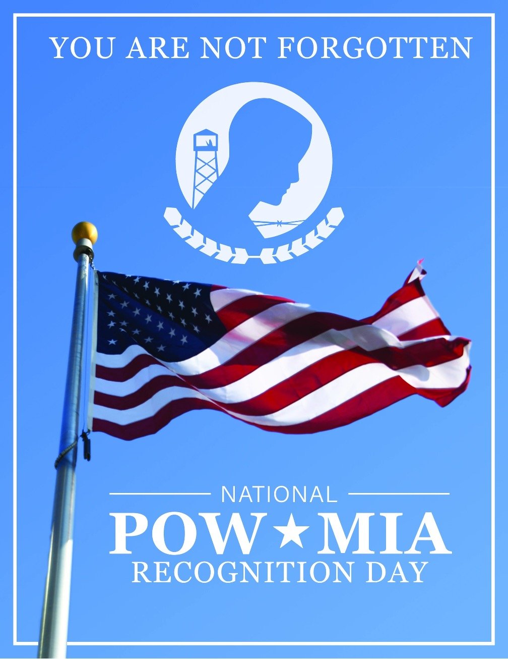 National POW/MIA Recognition Day poster with an American flag