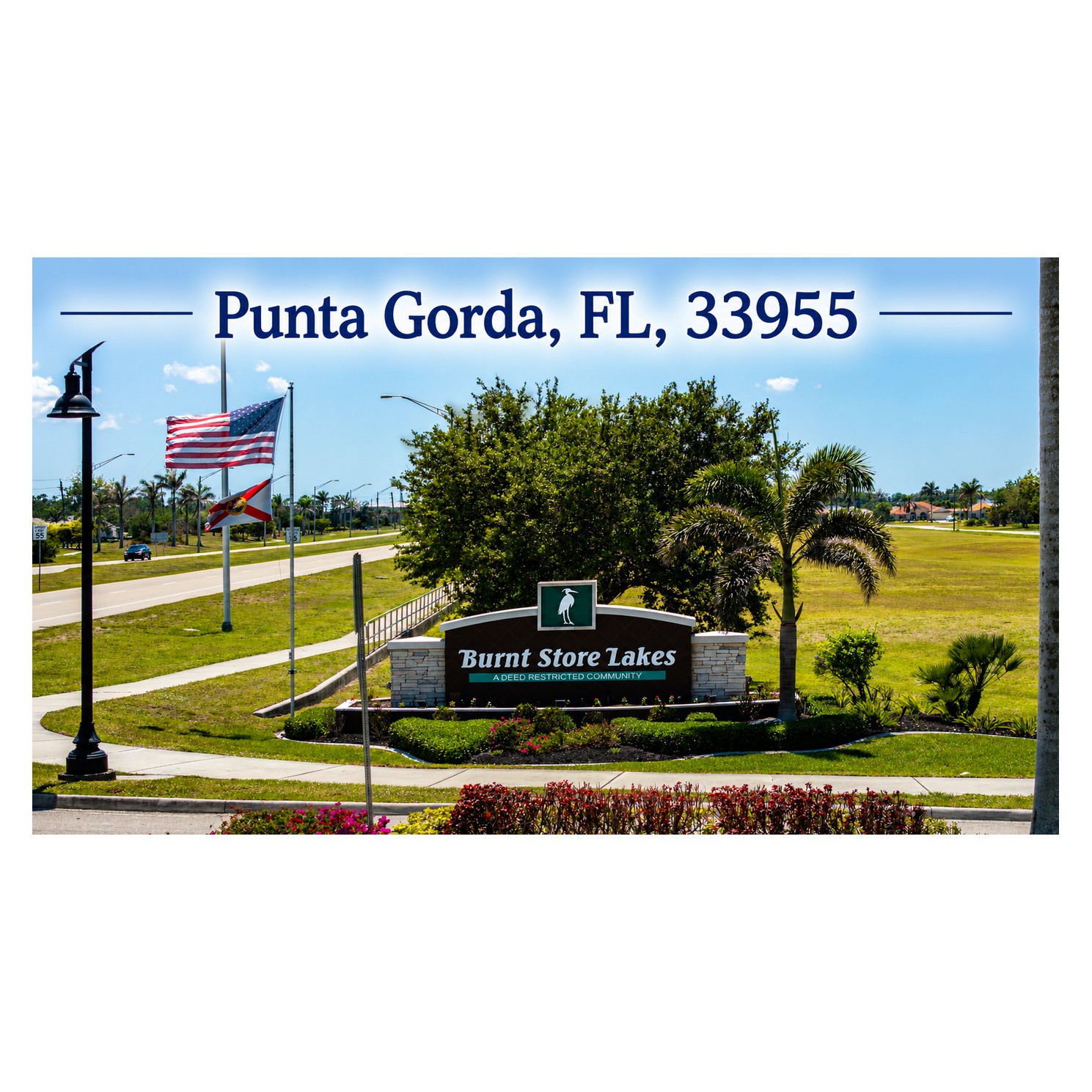 Burnt Store Lakes community entrance sign in Punta Gorda