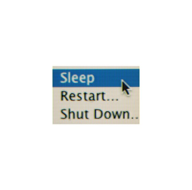 Sleep, Restart and Shut Down options on a computer menu